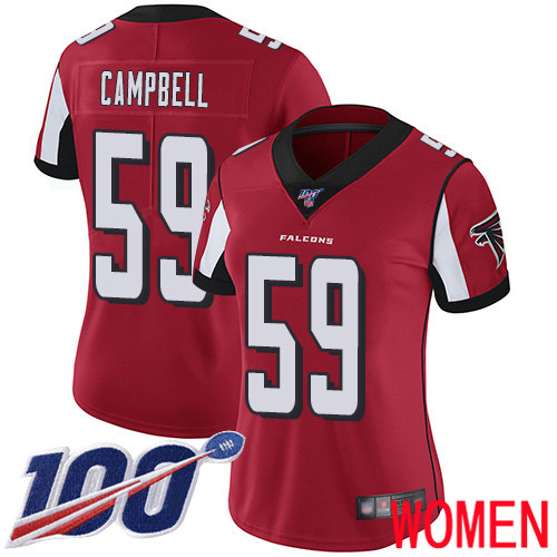 Atlanta Falcons Limited Red Women De Vondre Campbell Home Jersey NFL Football 59 100th Season Vapor Untouchable